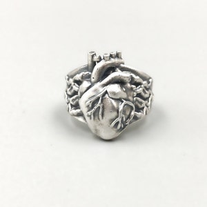 Anatomical Heart Ring Sterling Silver • Satin Oxidized Finish • Handcrafted Medical Gifts By CFJewelryCrafts