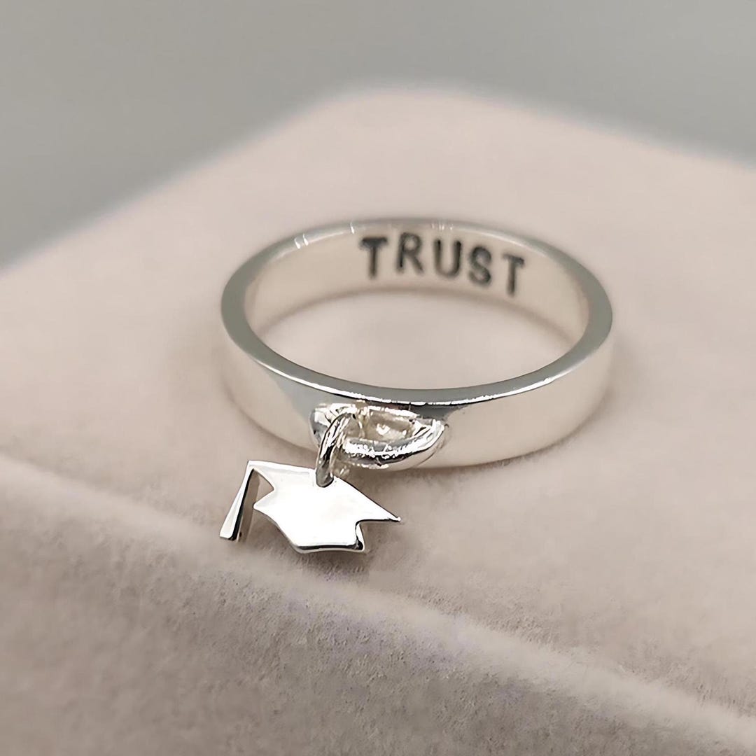 Graduation Cap Dangle Ring Sterling Silver • Graduation Cap Ring ...