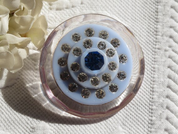 Brooch Pin Faceted Clear & Pale Blue Lucite Blue … - image 2