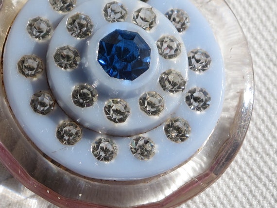 Brooch Pin Faceted Clear & Pale Blue Lucite Blue … - image 4