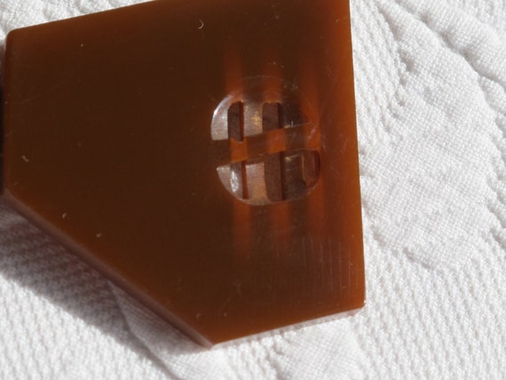 Buckle Two-Part Translucent Brown Bakelite Art De… - image 2