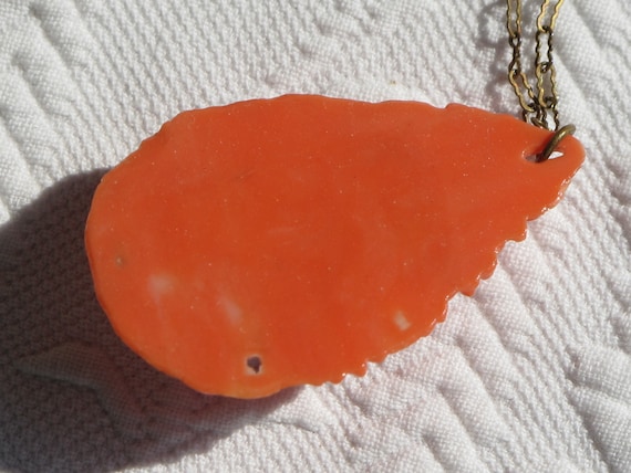 Necklace Pendant Intricately Molded Floral Coral … - image 6