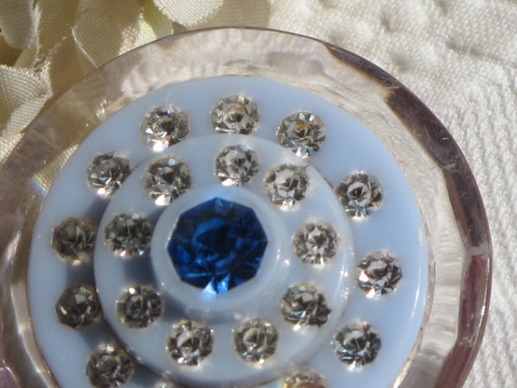 Brooch Pin Faceted Clear & Pale Blue Lucite Blue … - image 5