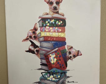 Fun Animals Dog Wall Hanging Art Print 16x16 Canvas Decorative Art Painting