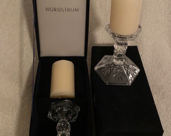 Nordstrom Candlesticks 2 Large Retail 1 pound Each 5 1/2" Tall Original Box
