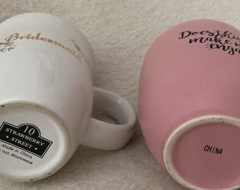 Bride Coffee Mug Set Of 2 For Bride-to-Be and Bridesmaid Pink White Floral