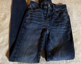 American Eagle Size 000 Hi Rise Jegging Next Level Stretch Denim Jeans Dark Wash