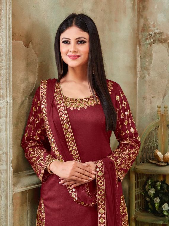 maroon punjabi suits