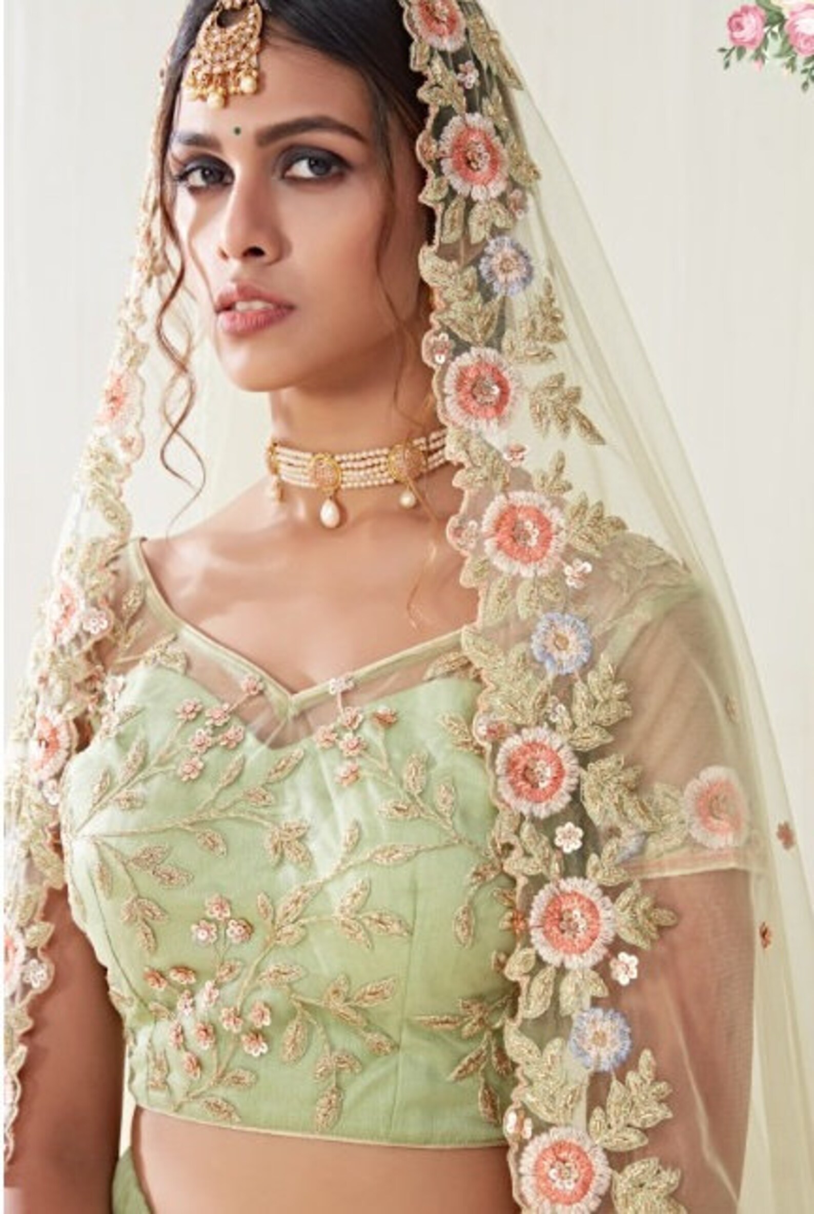 Indian Bridesmaid Dress Light Green Net Lehenga Choli Bridal | Etsy