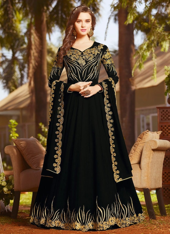 black designer anarkali