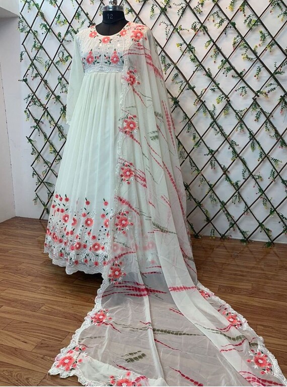 white anarkali suits