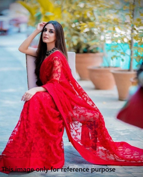 how to wear net saree in different style