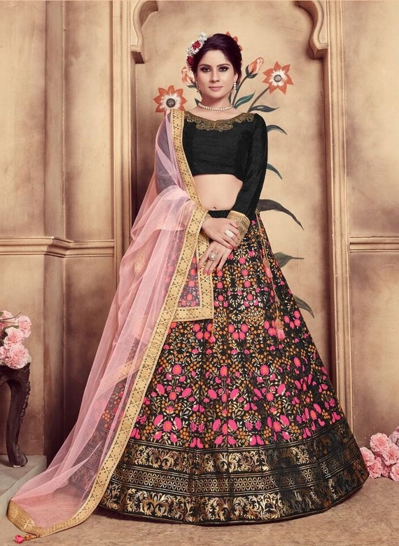 party wear silk lehenga