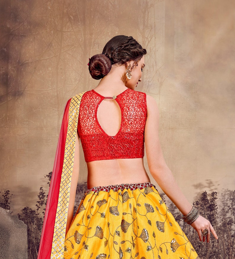 Designer Yellow Red Color Lehenga Choli Lehenga Choli For Women Lehenga Skirts Bollywood Inspired Lehenga Blouse Lehenga Choli Dupatta