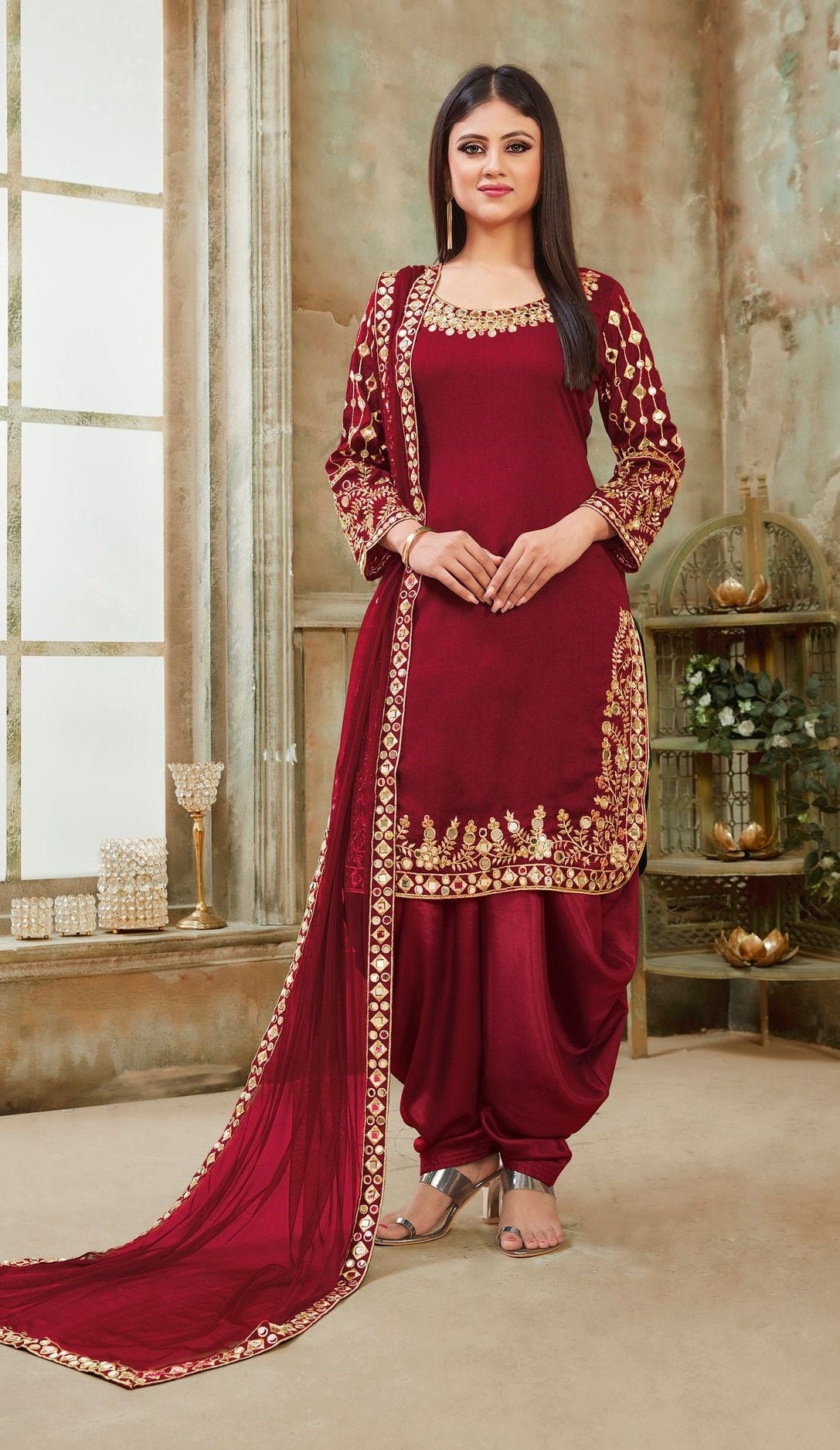 Patiyala Punjabi Suit Designer Maroon Punjabi Suit For Women Salwar Suit  Patiyala Punjabi Dress