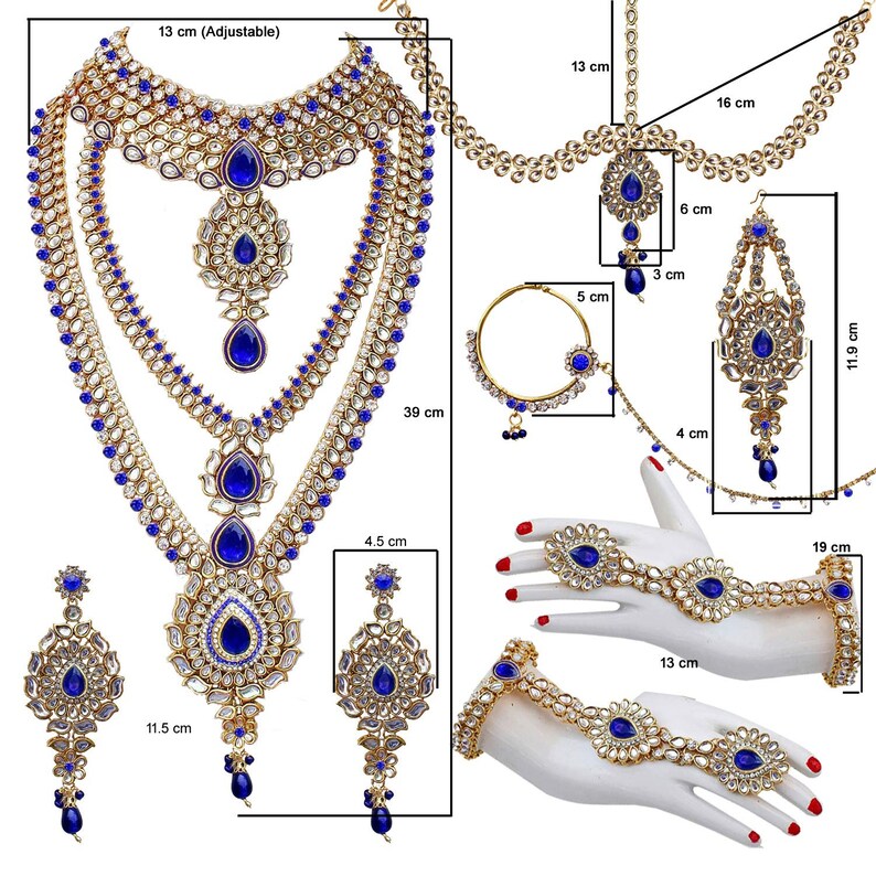 Blue Color Indian Bridal Jewellery Set Etsy
