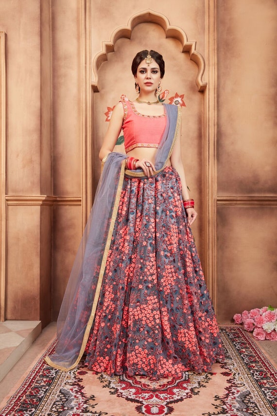 party wear net lehenga