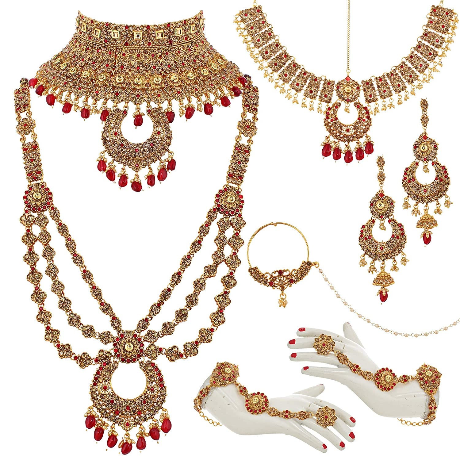 Indian Bridal Jewellery Traditional Bridal Golden Red - Etsy