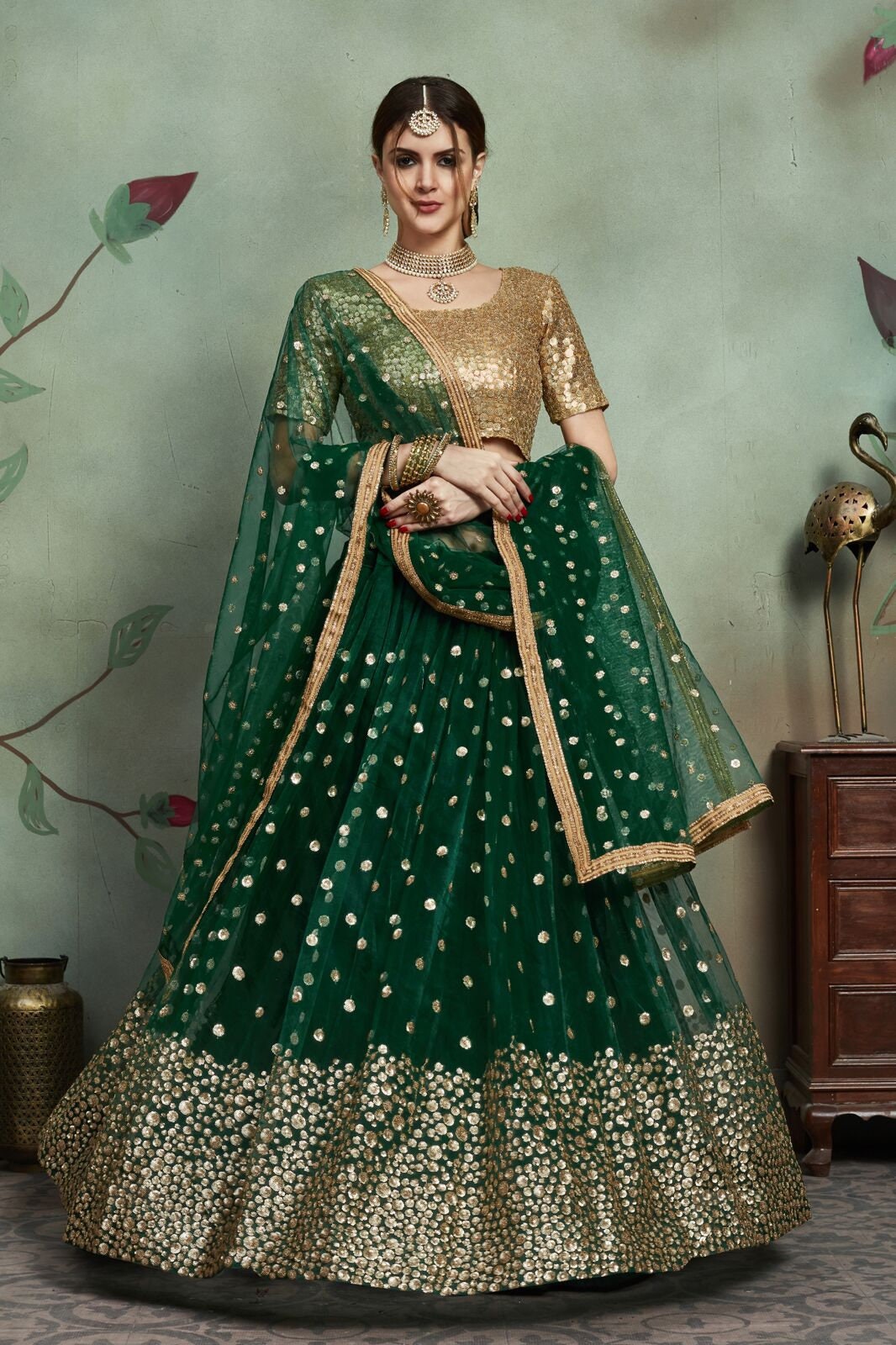 green skirt lehenga