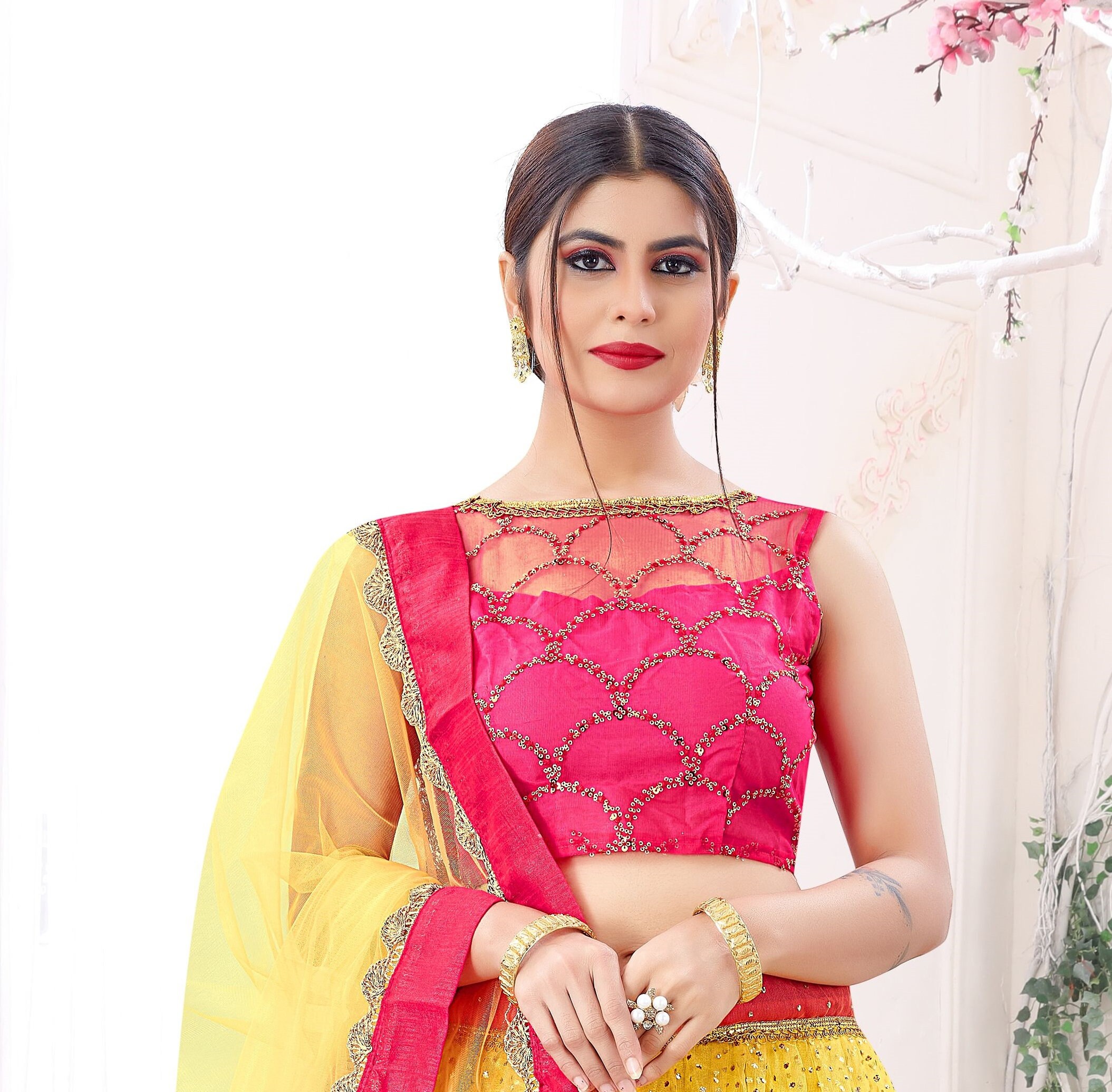 Yellow Lehenga Choli Haldi Ceremony 