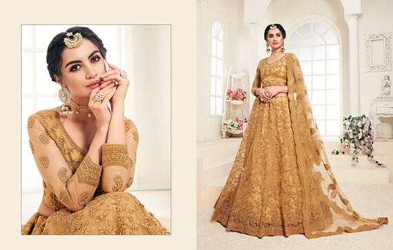 golden ghagra choli