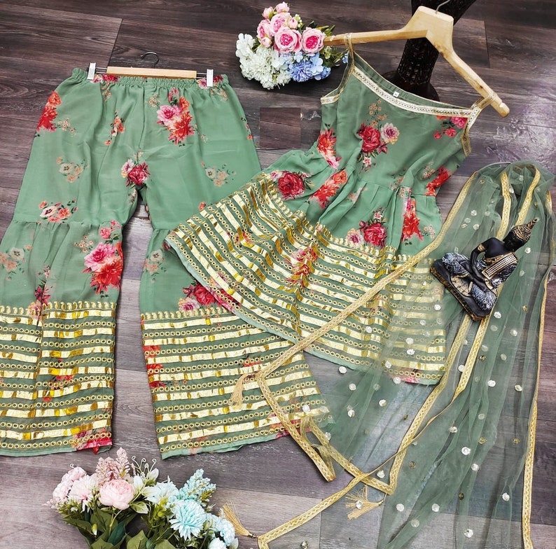 Ready to Wear Light Green Sharara Suit Etsy
