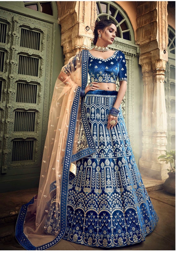 Blue wedding lehenga choli Clearance