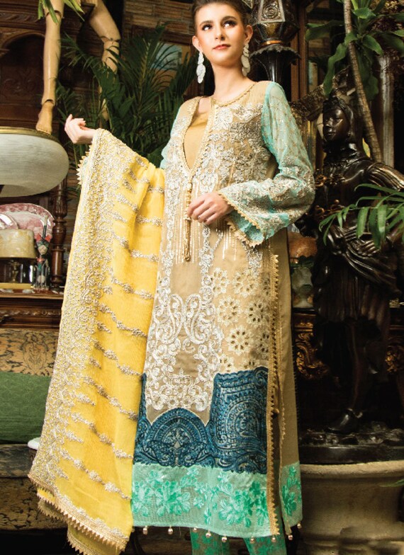 Pakistani Traditional Wear Beige Colored Salwar Kameez | Etsy