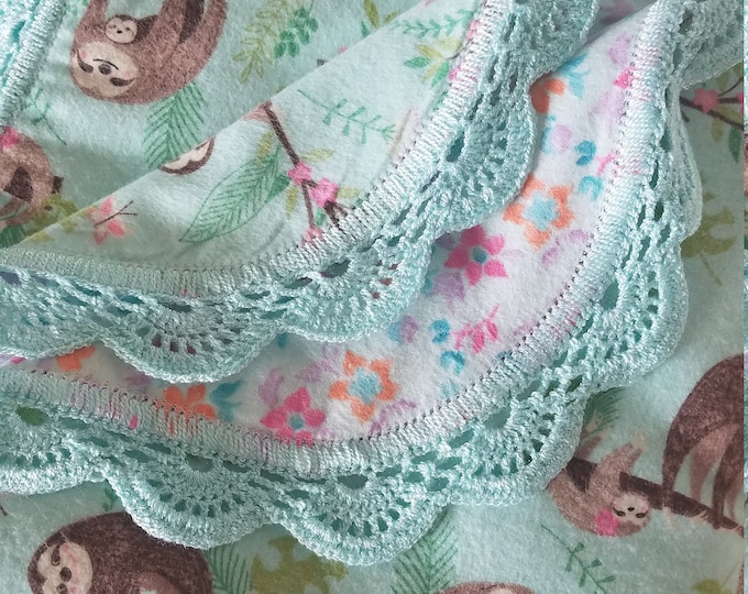 Crochet Edge Baby Blanket, Crochet Edge Receiving Blanket, Crochet