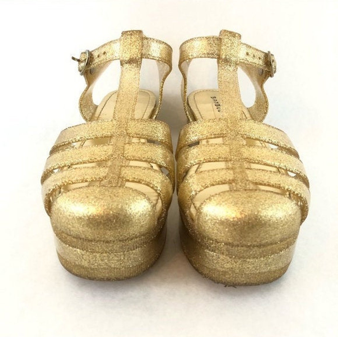 Gold Glitter Platform Sandal | Etsy