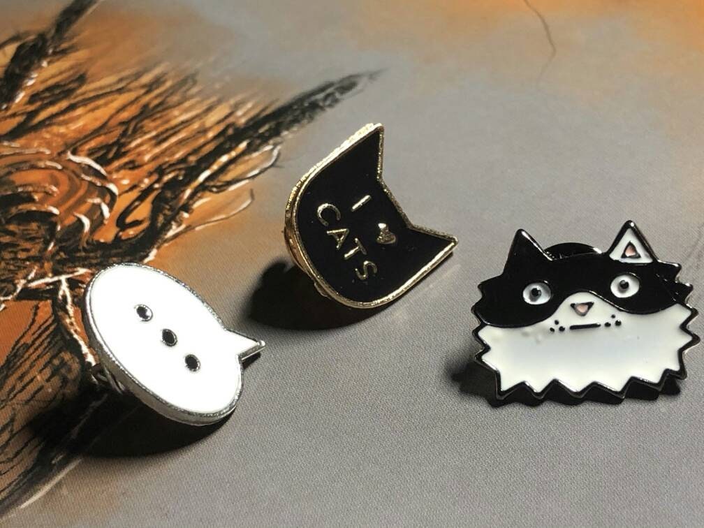 Cat enamel pin set Animal enamel pin badge Cat lover gifts | Etsy