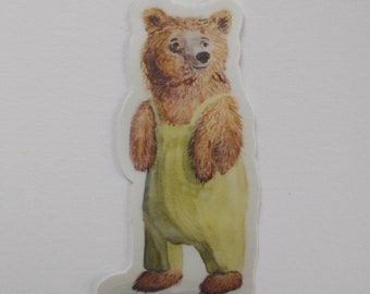 Bear Sticker - Bear wearing Overalls - Cute Bear Sticker