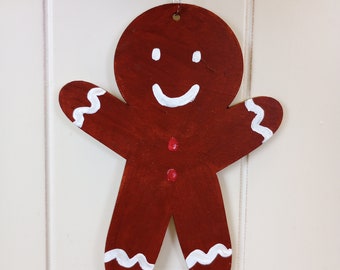 Gingerbread Man Christmas Ornament - Hand painted Christmas Ornament - Gingerbread Ornament