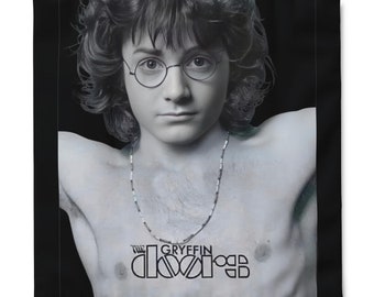 Magical Mashup: Vintage Harry Potter Gryffindor The Doors Duvet Cover - Unique Fan Art. Enjoy the Legend!