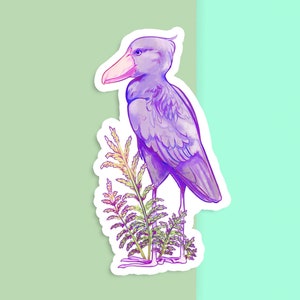 Sticker vinyle découpé à la main - bec en sabot de cigogne - blanc mat - sticker décoratif - oeuvre d'art esthétique oiseau - dessin oiseau d'Afrique - art pour ordinateur portable
