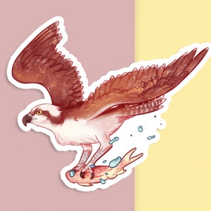 Sticker vinyle découpé à la main - Balbuzard pêcheur - Blanc mat - Sticker décoratif - Oeuvre d'art esthétique d'oiseau - Dessin d'oiseau de proie - Art de bouteille d'eau