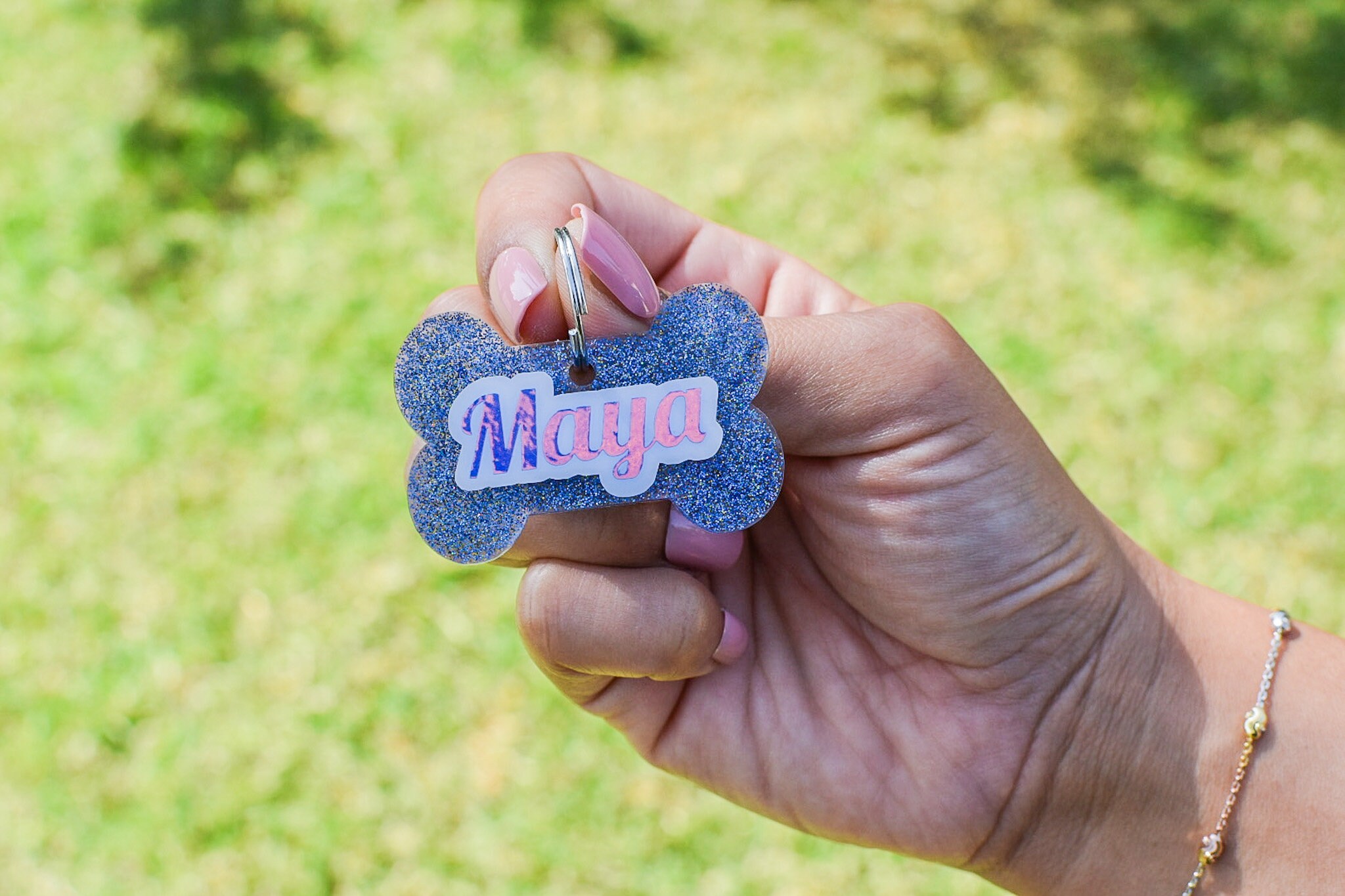 Custom glitter dog tag pet id tag glitter dog bone tag Etsy