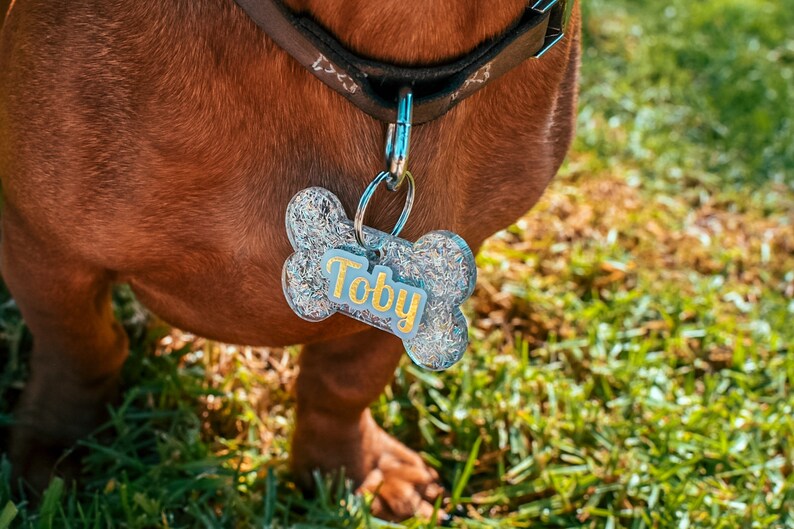 Custom glitter dog tag pet id tag glitter dog bone tag Etsy
