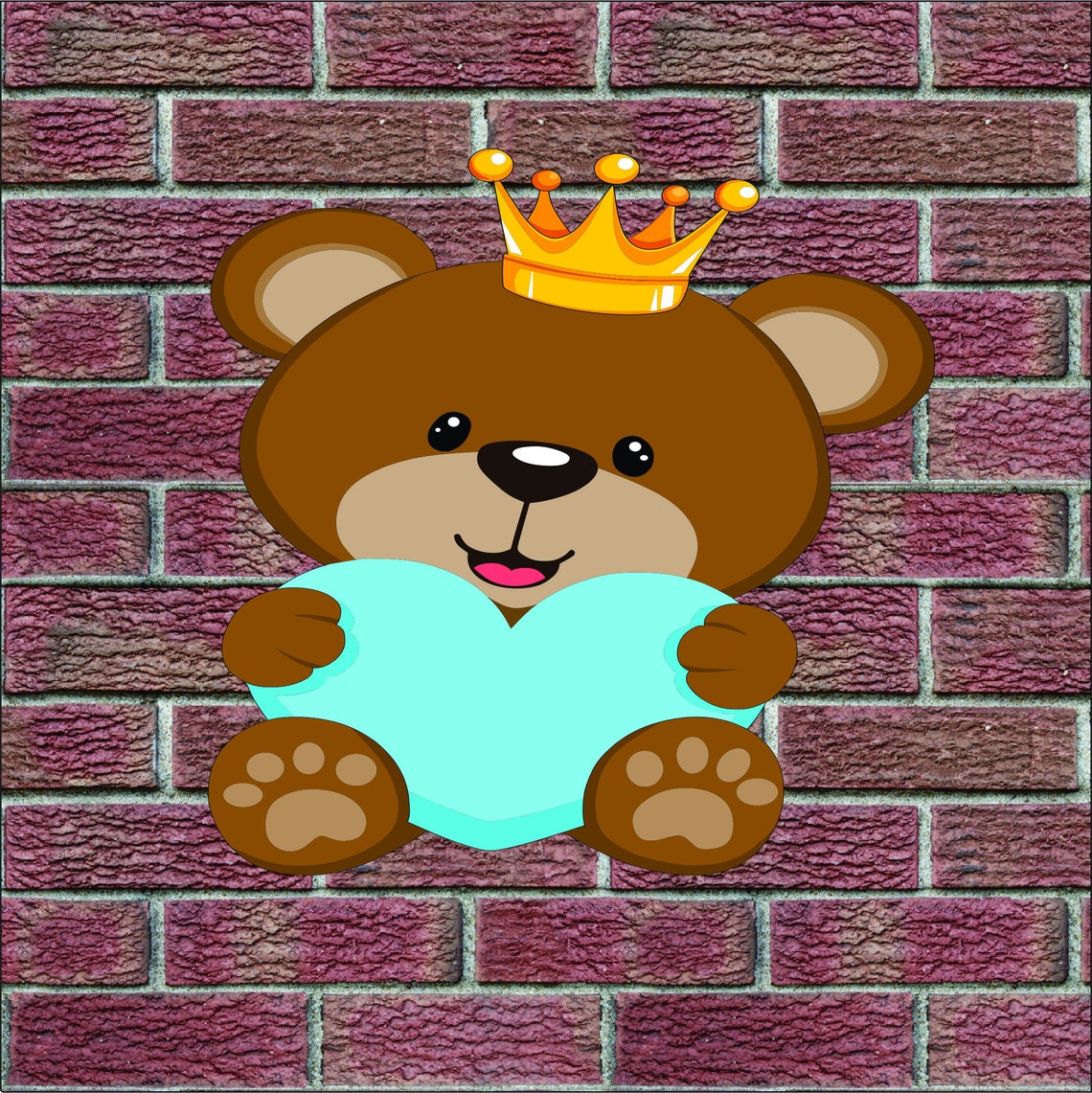 Teddy bear with crown svg-eps-png-cdr-pdf | Etsy