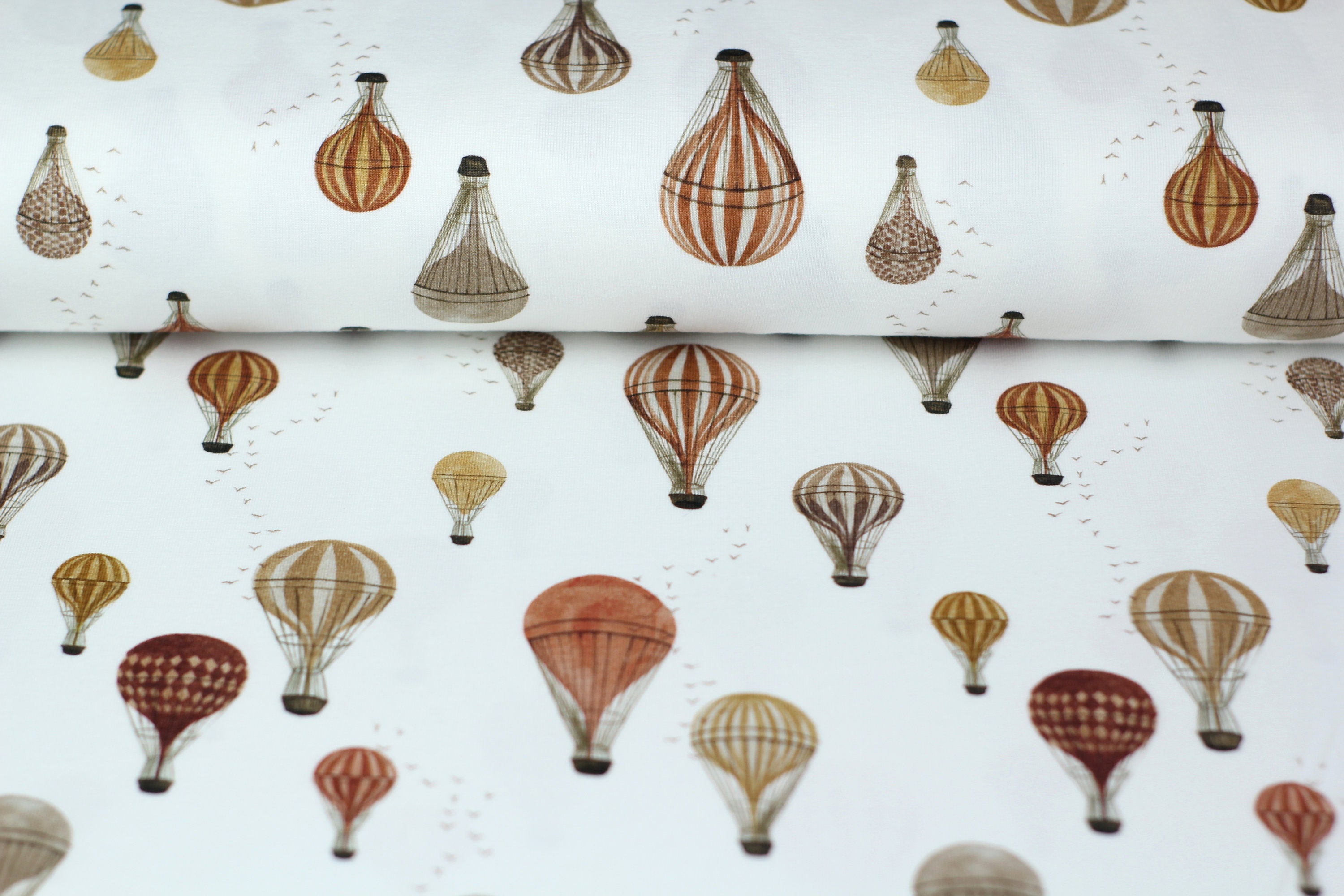 Jersey hot air balloon watercolor cream pattern girls boys