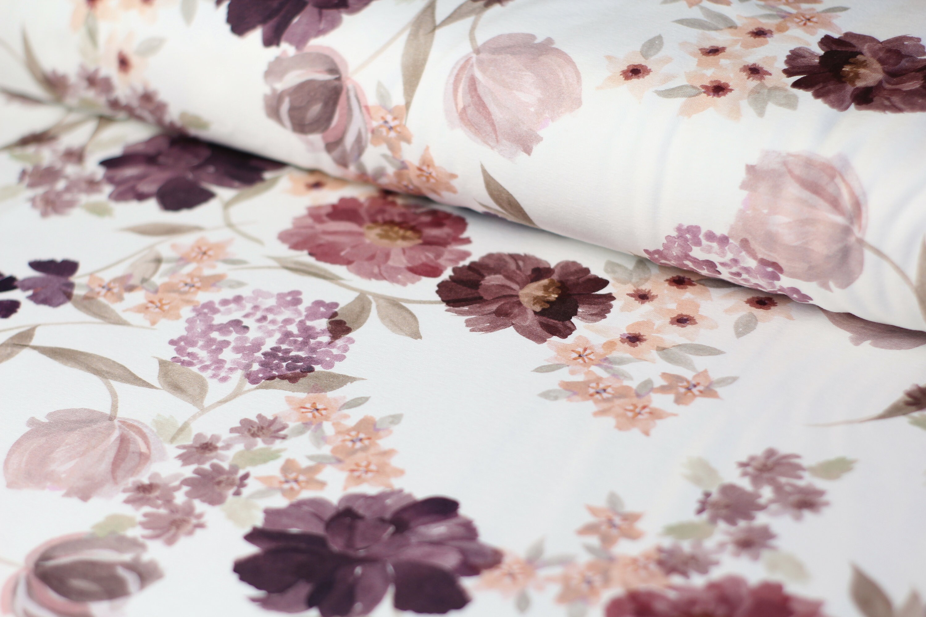 Jersey flowers flowers spring watercolor cream pattern girls ladies