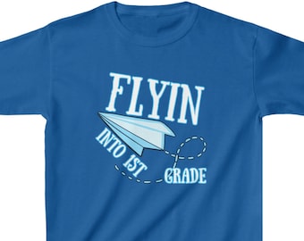 Fallin Into 1st Grade Back To School Kids Camiseta de algodão pesado