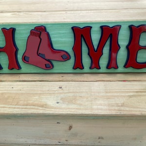 Boston themed “Home” sign - Boston- Red - Sox - HOME Sign - Fenway Park - Yawkey Way - Boston Red Sox - Red Socks - Rustic - Farmhouse
