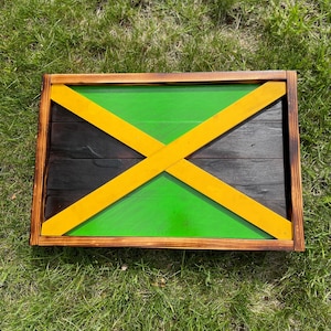 3D Charred & Stained - Rustic - Wall Art - Home Decor - Jamaica Flag - Wooden Jamaican Flag - Jamaica Flag - Farmhouse - Kingston