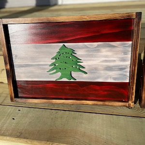 3D Charred & Stained - Rustic - Wall Art - Home Decor - Lebanon Flag - Lebanese Flag - Wooden Flag - Farmhouse - Beirut - Lebanon