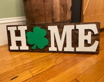 SIGNO DE CASA - Decoración irlandesa - Shamrock - Decoración de la granja - Día de San Patricio - Cartel rústico de la pared - Día de San Patricio