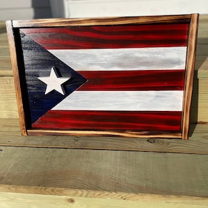 3D Charred & Stained - Rustic - Wall Art - Home Decor - Puerto Rico Flag - Wooden PR Flag - PR Flag - Farmhouse - San Juan - Puerto Rico