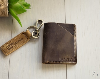 FREE PERSONALIZED Top Grain Leather Wallet Card Holder