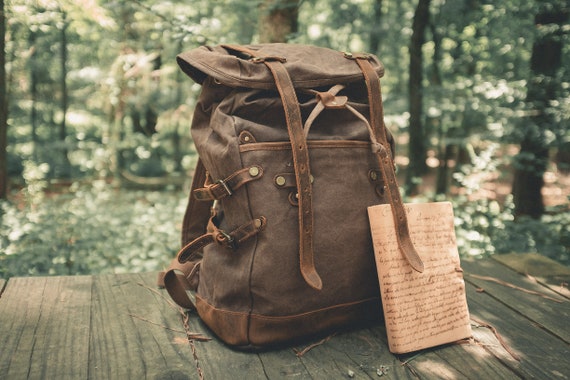 waxed canvas leather backpack