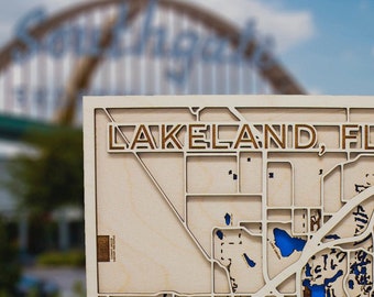 Lakeland, Florida Wooden Map | Laser Cut | City Map | Florida Southern University